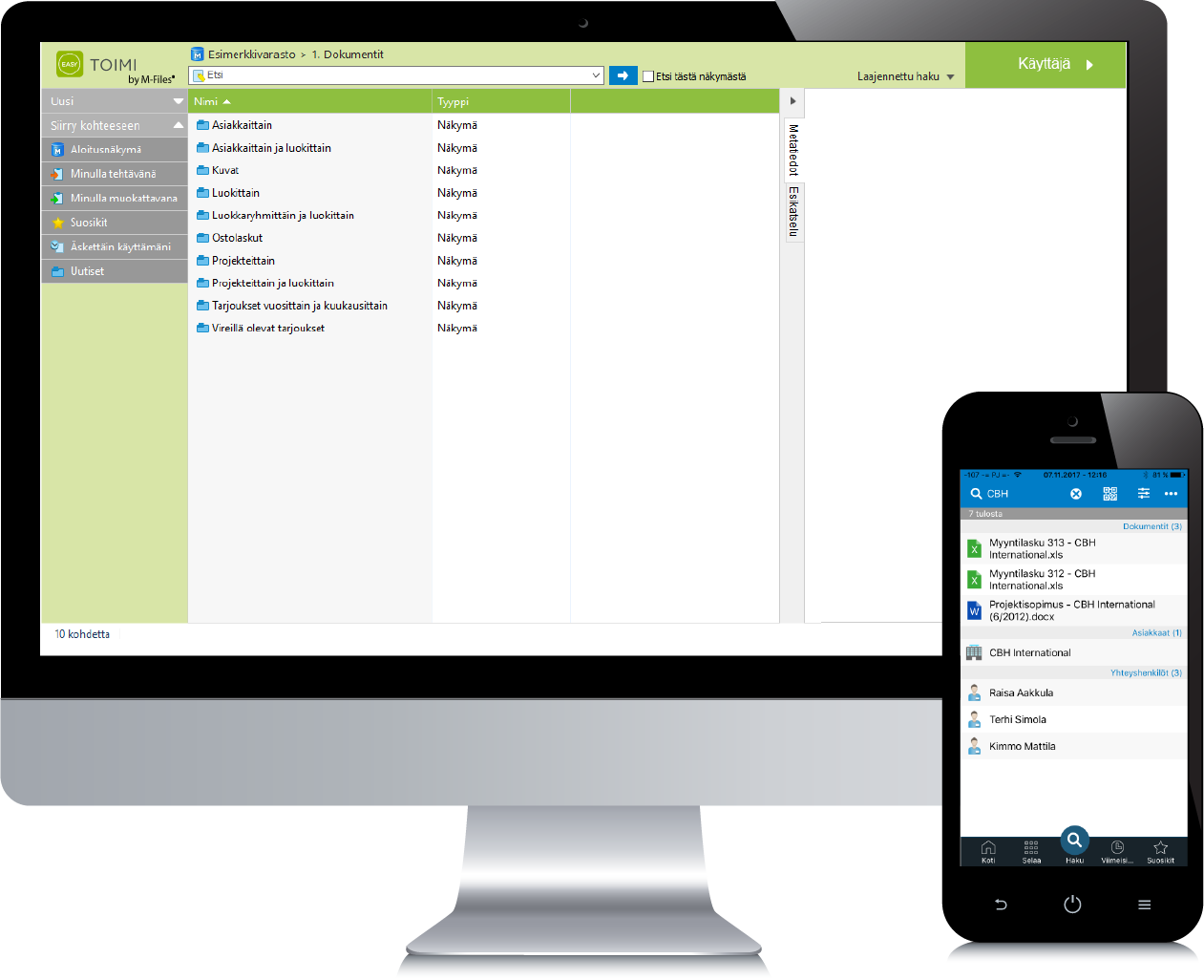 EASY Dokumentinhallinta, käyttöliittymä